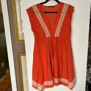 Orange V-Neck Women's dress